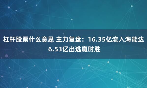 杠杆股票什么意思 主力复盘：16.35亿流入海能达 6.53亿出逃赢时胜