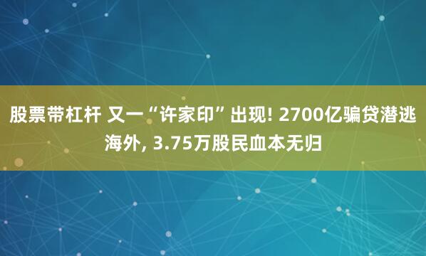 股票带杠杆 又一“许家印”出现! 2700亿骗贷潜逃海外, 3.75万股民血本无归