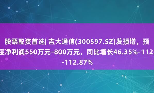 股票配资首选| 吉大通信(300597.SZ)发预增，预计年度净利润550万元–800万元，同比增长46.35%-112.87%