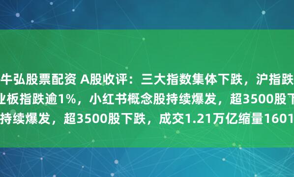 牛弘股票配资 A股收评：三大指数集体下跌，沪指跌0.43%，深成指、创业板指跌逾1%，小红书概念股持续爆发，超3500股下跌，成交1.21万亿缩量1601亿