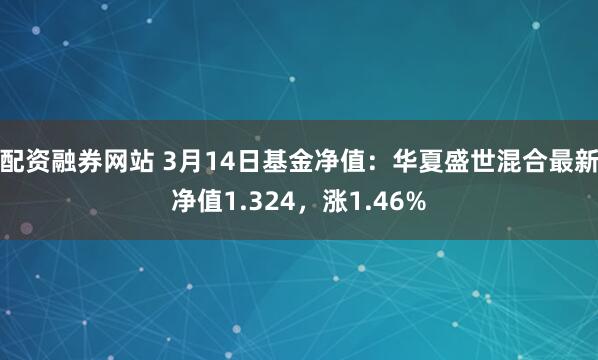 配资融券网站 3月14日基金净值：华夏盛世混合最新净值1.324，涨1.46%